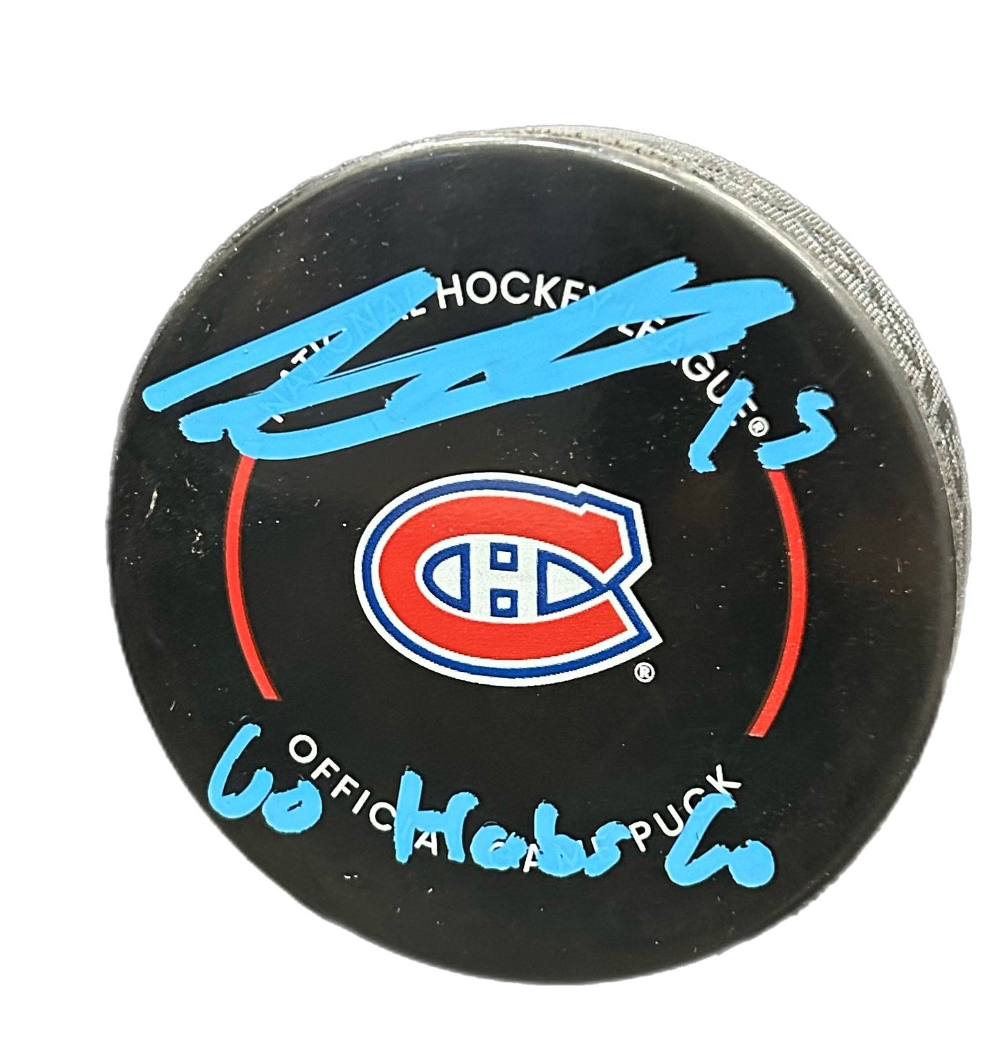 Alex Newhook Autographed & Inscribed Puck - Official