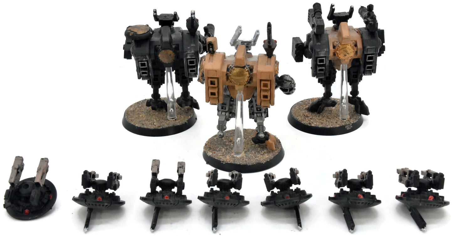TAU EMPIRE 3 Xv8 Crisis Battlesuits With Drones #1 Warhammer 40K 1178