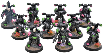 CHAOS SPACE MARINES 10 Legionaries #1 WELL PAINTED Emperor's Children 40K