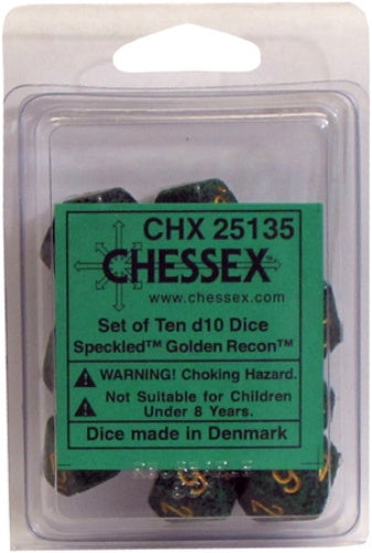 Speckled 10 * D10 Golden Recon Chessex Dice (CHX25135)