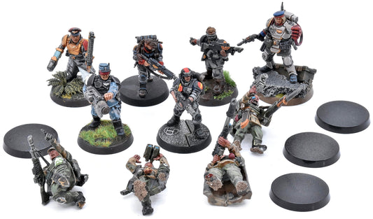 ASTRA MILITARUM 10 Cadian Shock Troops #1 WELL PAINTED Warhammer 40K 5634