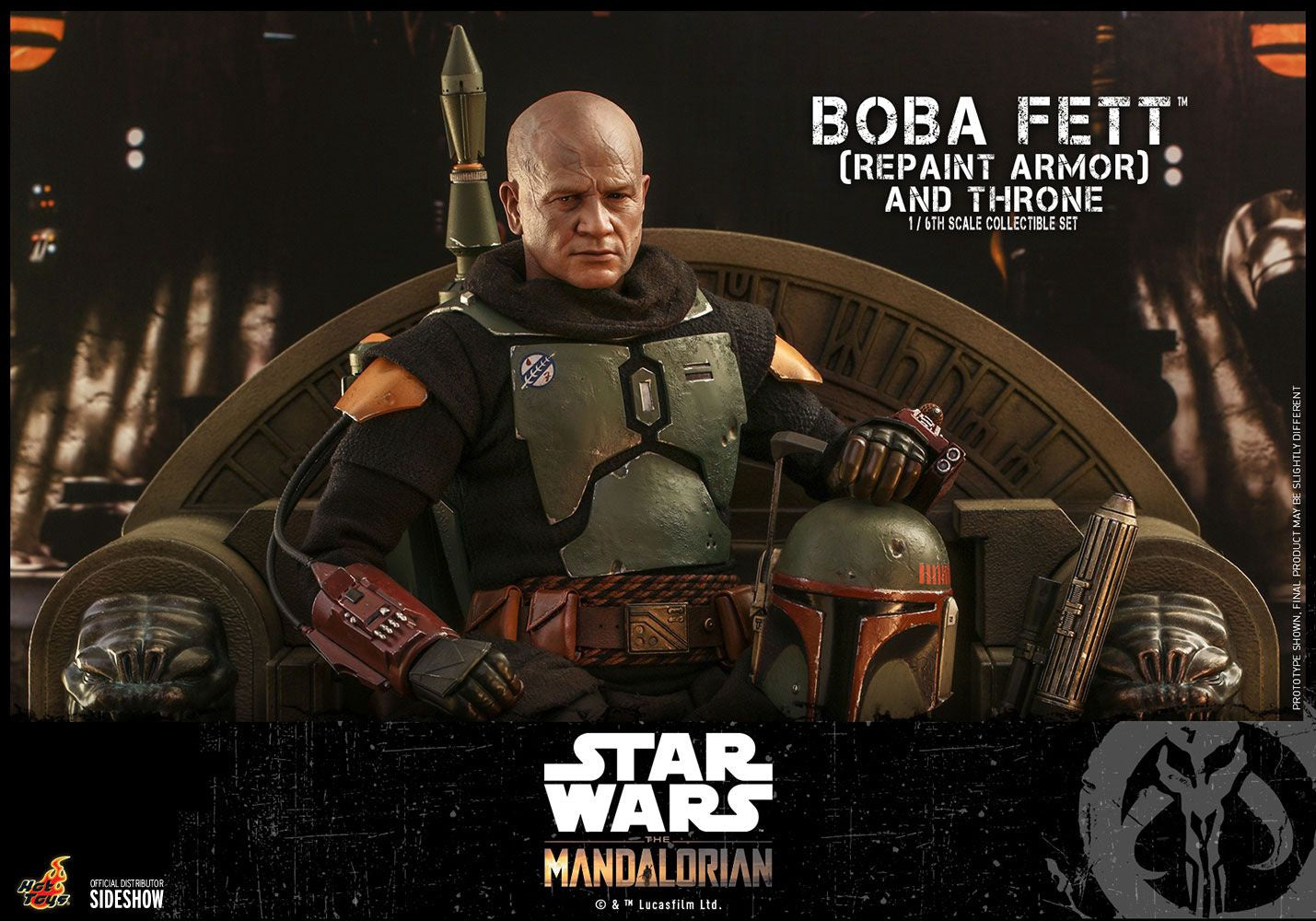 Coffret figurine Boba Fett (armure repeinte) et trône à l'échelle 1/6 par Hot Toys