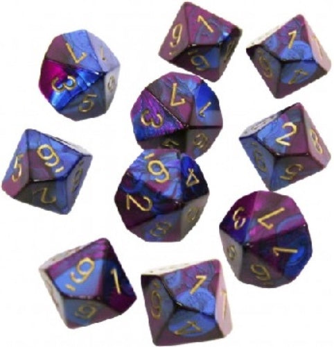 Gemini 10 * D10 Blue-Purple / Gold Chessex Dice (CHX26228)