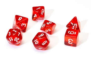 Sirius Dice Translucent Red Resin 7-die Set