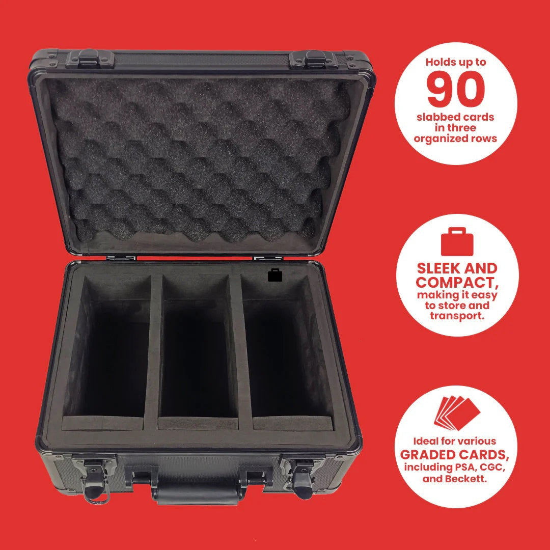 Evoretro Red Aluminum Graded Card Storage Box Heavy Duty 3 Rows