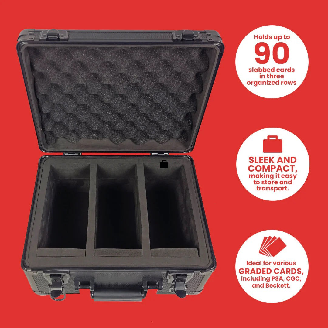 Evoretro Graded Card Storage Box Heavy Duty 3 Rows Red Aluminum