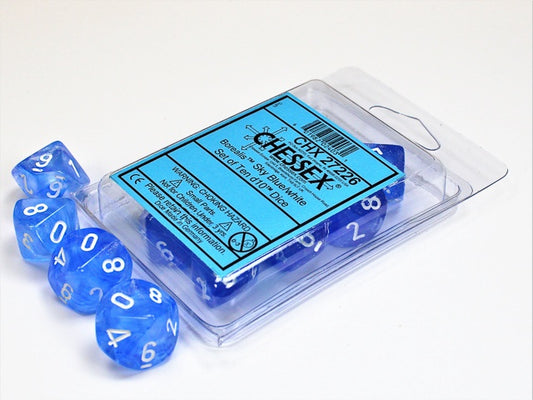 Borealis 10 * D10 Sky Blue / White Chessex Dice (CHX27226*)