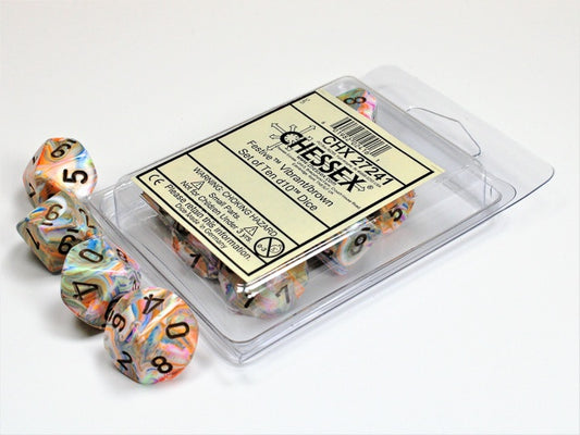 Festive 10 * D10 Vibrant / Brown Chessex Dice (CHX27241)
