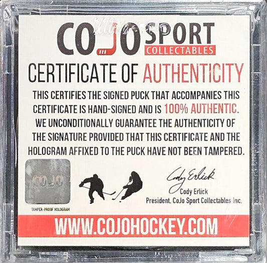Dick Duff Autographed Puck - Official COJO Sport certificate of Authenticity