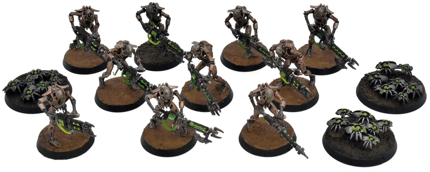 NECRONS 10 Necron Warriors #1 WELL PAINTED Warhammer 40K With 3 Scarabs