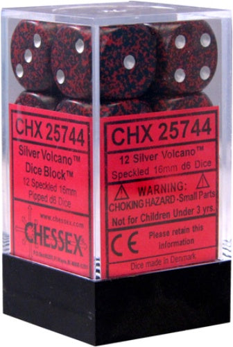 Speckled 12 * D6 Silver Volcano 16mm Chessex Dice (CHX25744)
