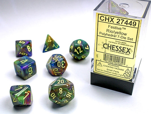 Festive 7-Die Set Rio W / Yellow Chessex Dice (CHX27449)