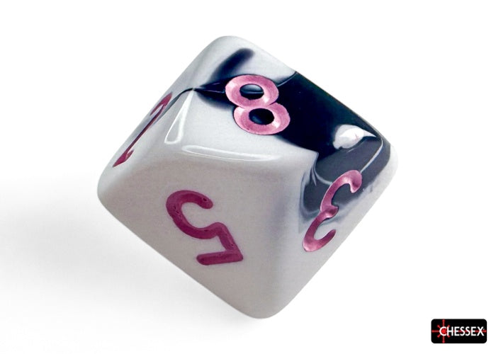 Gemini 7-Die Black-White / Pink Chessex Dice (CHX26469)