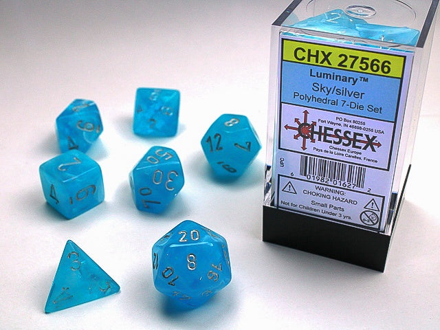 Luminary 7-Die Set Sky W / Silver Chessex Dice (CHX27566)