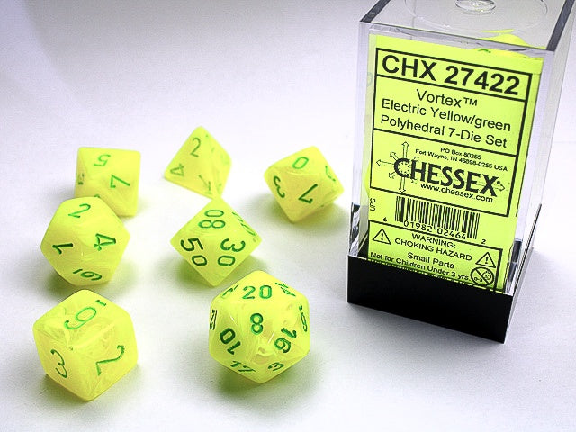 Vortex 7-Die Set Electric Yellow / Green Chessex Dice (CHX27422)