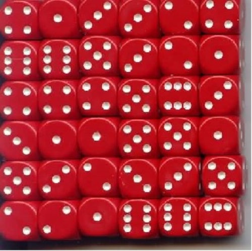 Opaque 36 * D6 Red / White 12mm Chessex Dice (CHX25804)