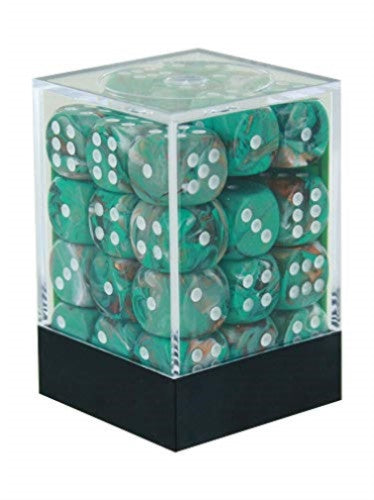 Marble 36 * D6 Oxi Copper / White 12mm  Chessex Dice (CHX27803)