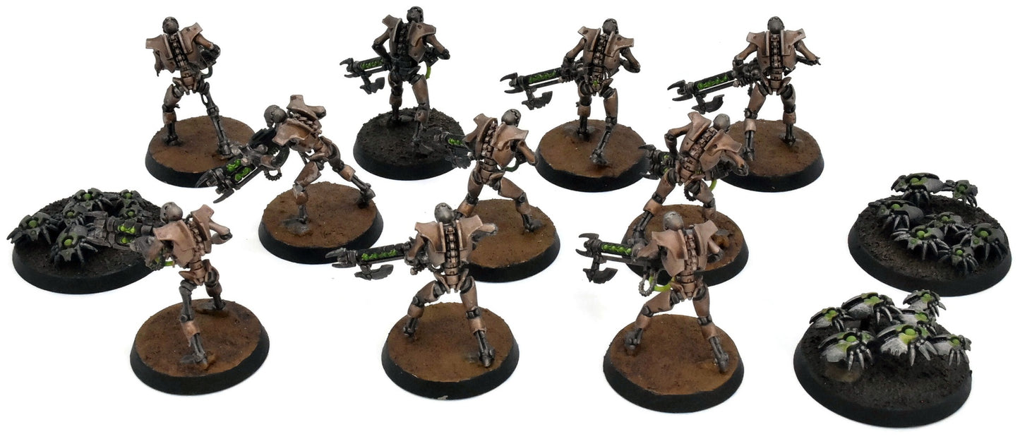 NECRONS 10 Necron Warriors #1 WELL PAINTED Warhammer 40K With 3 Scarabs