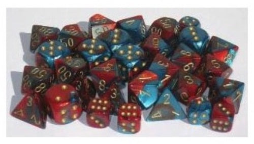 Gemini 10 * D10 Red-Teal / Gold Chessex Dice (CHX26262)