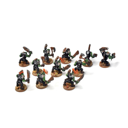 ORKS 10 Ork Boyz With Nob #5 WELL PAINTED 40K