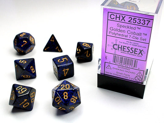 Speckled 7-Die Set Golden Cobalt Chessex Dice (CHX25337)
