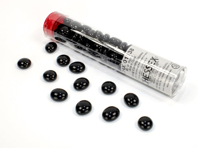 Glass Stones Black Qty 40+ 5.5 inches Tube Chessex (CHX01138)