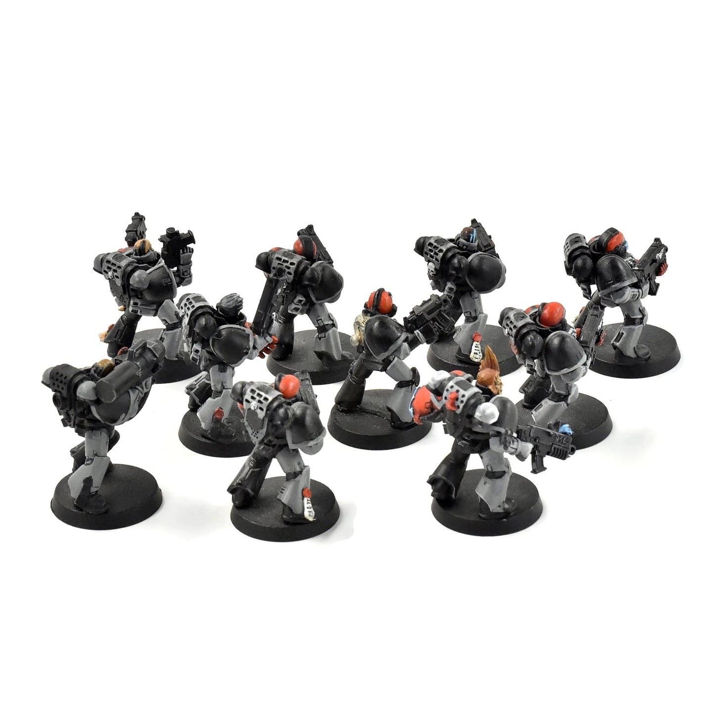SPACE MARINES 10 Marines Converted #2 WELL PAINTED missing 1 backpack 40K