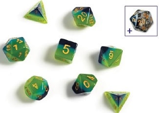 Sirius Dice Translucent Green/ Blue 7-die Set