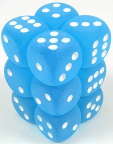 Frosted 12 * D6 Caribbean Blue 16mm Chessex Dice (CHX27616)