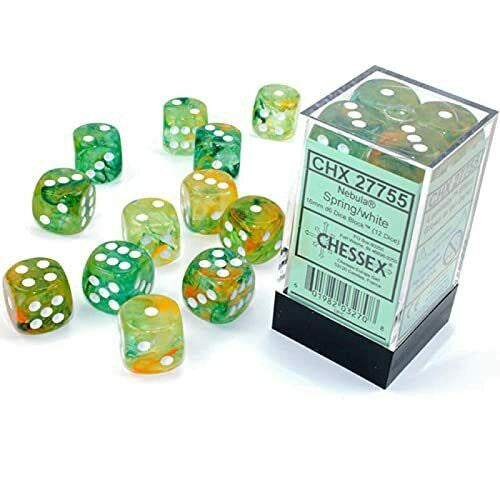 Nebula 12 * D6 Spring / White Luminary 16mm Chessex Dice (CHX27755)