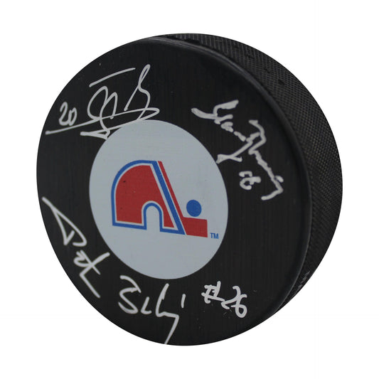 Stastny Brothers Autographed Puck - Logo