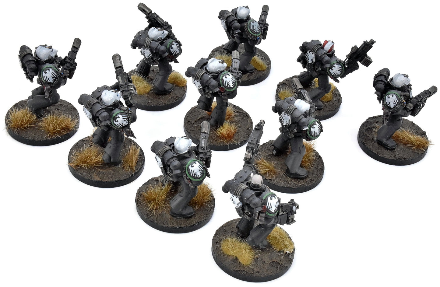 SPACE MARINES 10 Veterans #2 WELL PAINTED Warhammer 40K Raven Guard