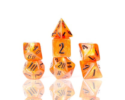 Sirius Dice Nebula Fire Orange With Red 7-die Set