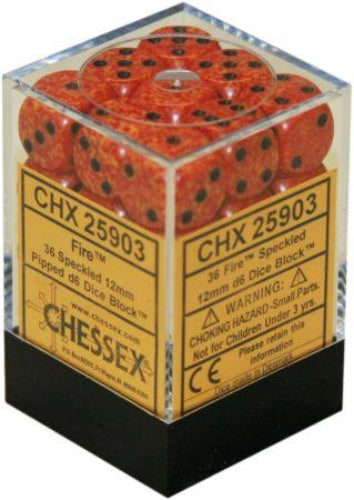 Speckled 36 * D6 Fire 12mm Chessex Dice (CHX25903)