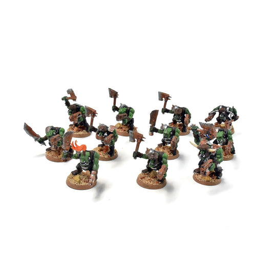 ORKS 10 Ork Boyz With Nob #9 WELL PAINTED 40K