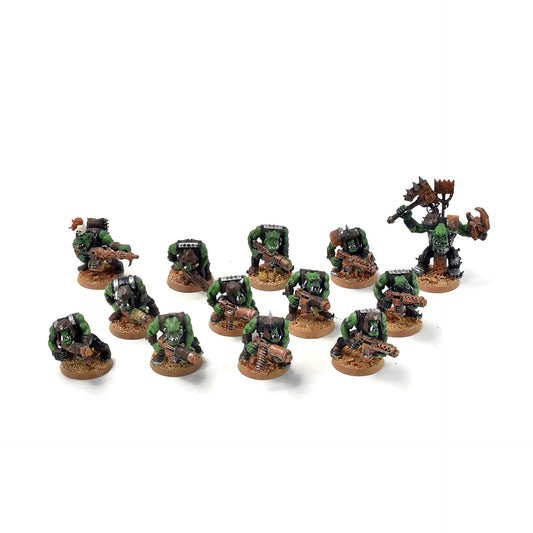ORKS 12 Ork Boyz Shootaz With Nob #14 WELL PAINTED 40K
