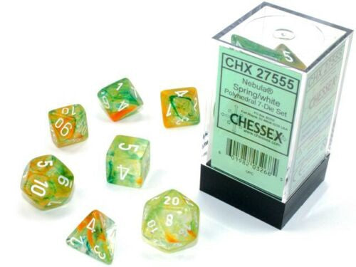 Nebula 7-Die Set Spring / White Luminary (2021) Chessex Dice (CHX27555)