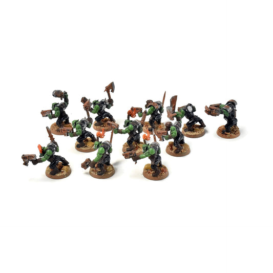 ORKS 10 Ork Boyz With Nob #5 WELL PAINTED 40K