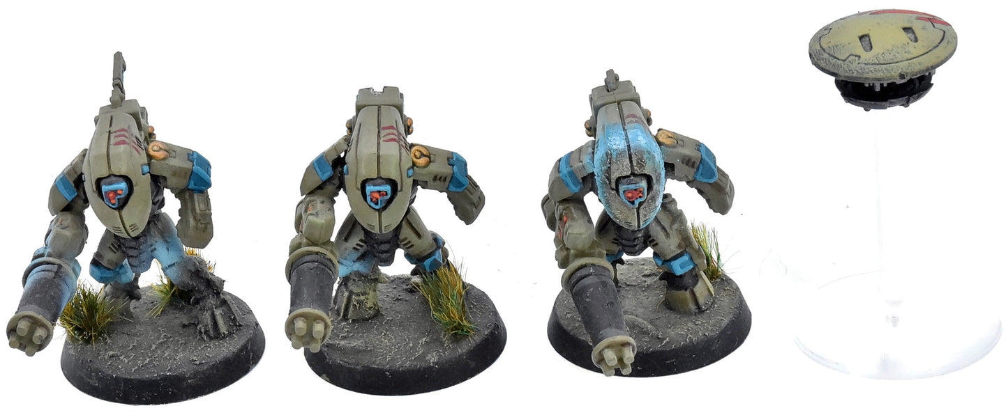 TAU EMPIRE 3 Xv25 Stealth Battlesuits With Drones #2 WELL PAINTED Warhammer 40K