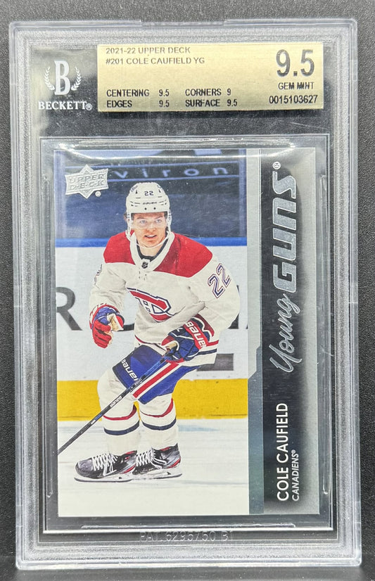 2021-22 Upper Deck NHL Young Guns Cole Caufield #201 (RC) BGS 9.5 Montreal Canadiens
