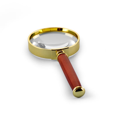 Handle Magnifier With Glass Lens Gold-Plated Metal Rim 3X magnification Ø 50 MM