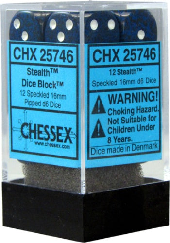 Speckled 12 * D6 Stealth 16mm Chessex Dice (CHX25746)