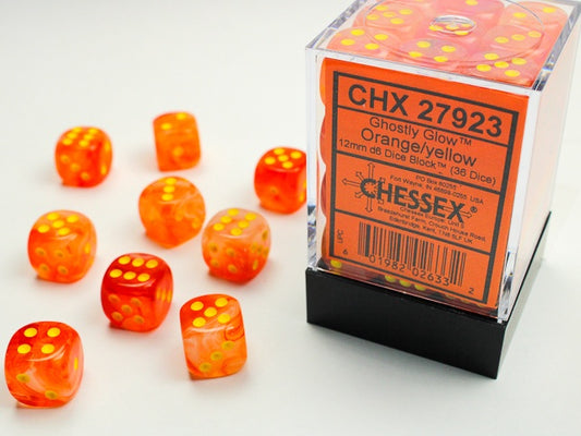 Ghostly Glow 36 * D6 Orange / Yellow 12mm Chessex Dice (CHX27923)