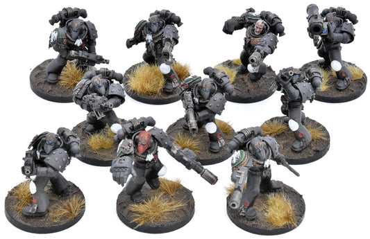 SPACE MARINES 10 Tactical Marines #1 WELL PAINTED 40K Raven Guard