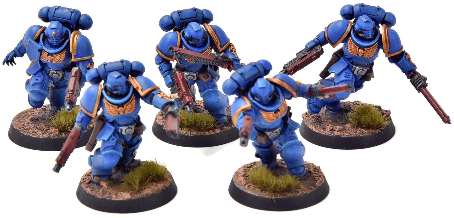 SPACE MARINES 5 Assault Intercessors #1 WELL PAINTED Warhammer 40K 4330