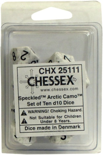 Speckled 10 * D10 Artic Camo Chessex Dice (CHX25111)