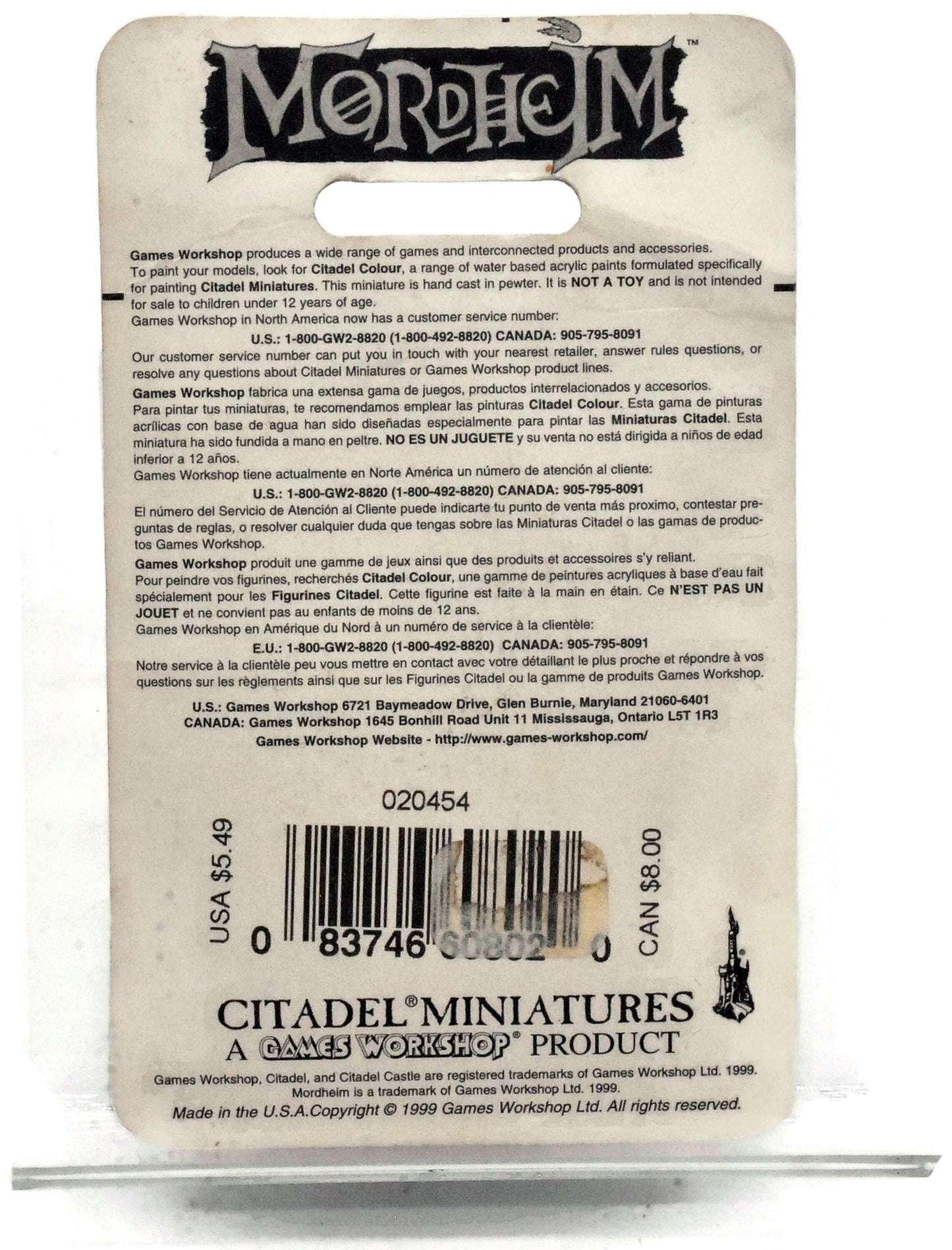 Mordheim Elf Ranger #1 METAL Warhammer Fantasy Sealed Blister