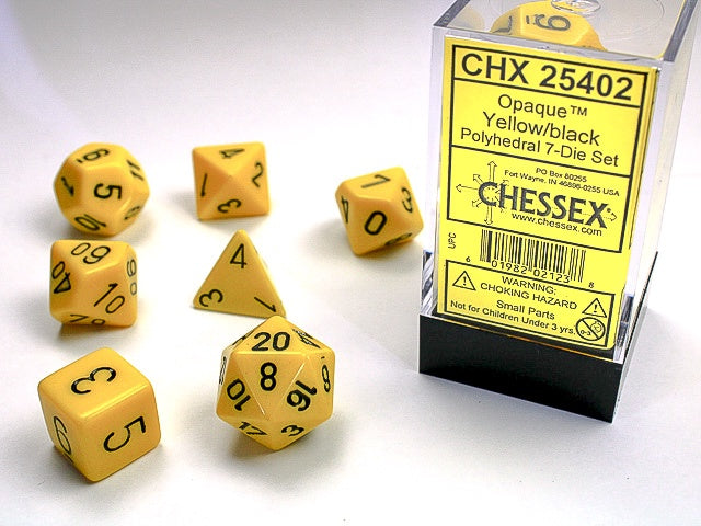 Opaque 7-Die Set Yellow / Black Chessex Dice (CHX25402)