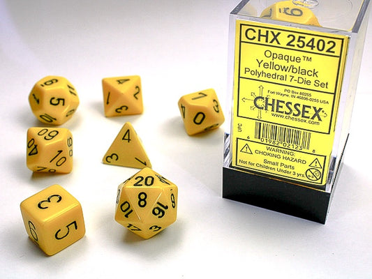 Opaque 7-Die Set Yellow / Black Chessex Dice (CHX25402)