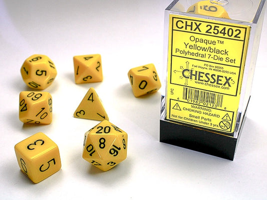 Opaque 7-Die Set Yellow / Black Chessex Dice (CHX25402)